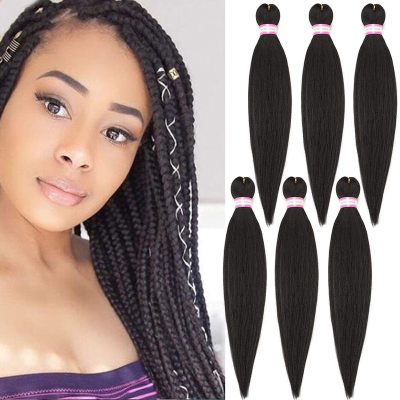Dorsanee Dark Brown Braiding Hair Pre Stretched 20 Inch 6 Packs Braiding Hair Extensions for Crochet Box Braids Twists Locs Hair Itch Free Soft Yaki Texture Hot Water Setting 20inch4